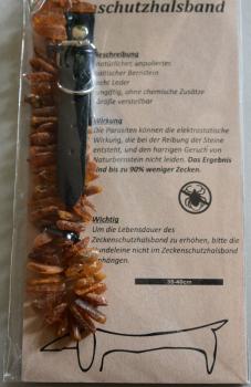 Zeckenschutzhalsband Bernstein für Hunde schwarz bis 40 cm